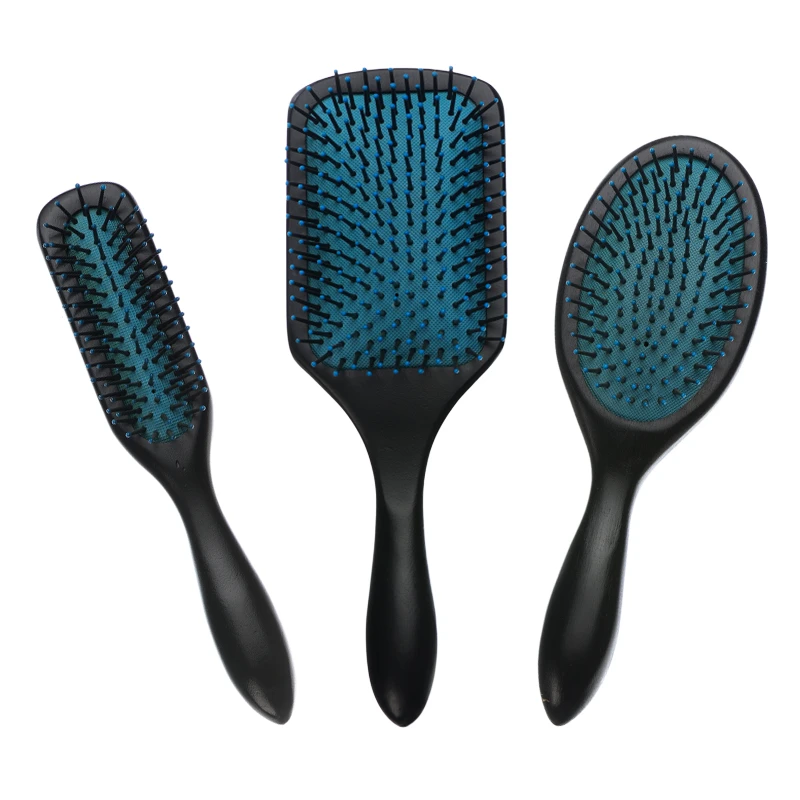 Paddelb&uuml;rste aus 100 % Naturholz mit blauem Kissen
