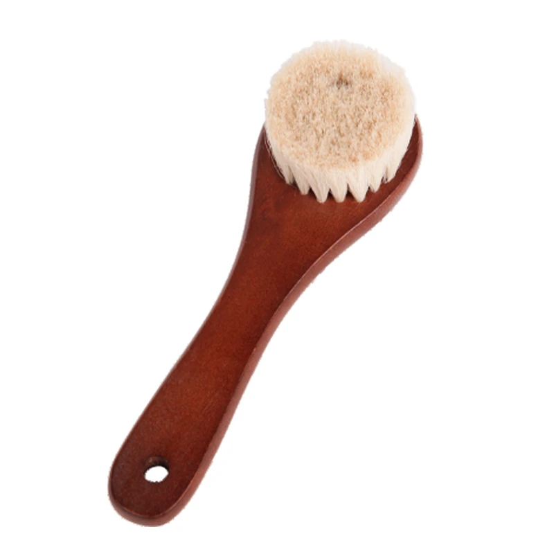 Ma&szlig;geschneiderte nat&uuml;rliche Ziegenhaar-Gesichtsb&uuml;rste aus 100 % Holz mit brauner Farbe