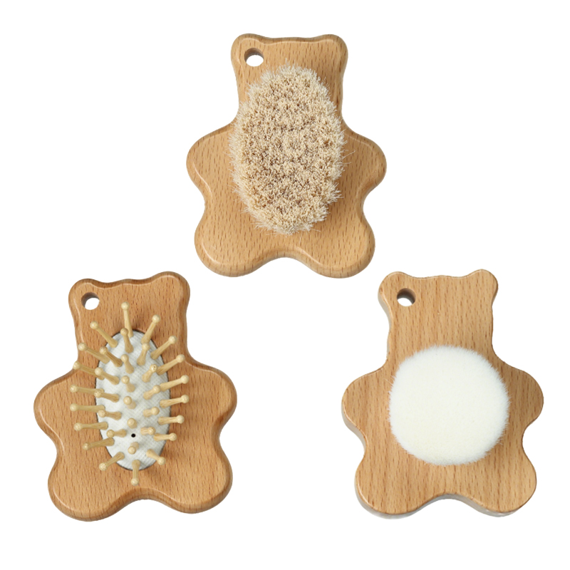 B&auml;renf&ouml;rmiges Babyb&uuml;rsten-Set, 3-teilig