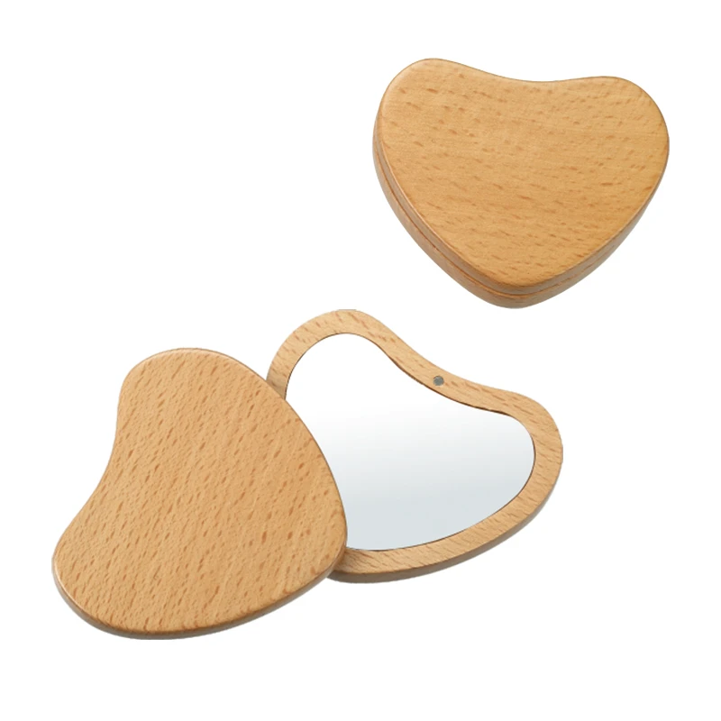 Stilvoller Mini-Klappspiegel aus Holz mit Herzmagnet
