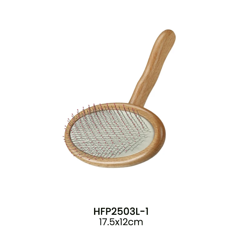 Ovale Haustierb&uuml;rste mit Holzgriff und Stahlstiften f&uuml;r den Gro&szlig;handel