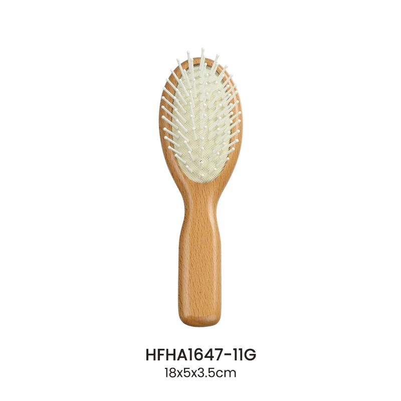Ovales Luftkissen-Haarb&uuml;rsten-Set aus massivem Buchenholz