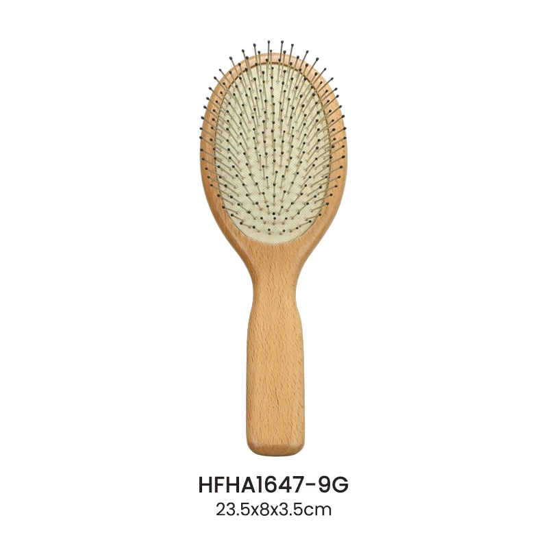 Ovales Luftkissen-Haarb&uuml;rsten-Set aus massivem Buchenholz