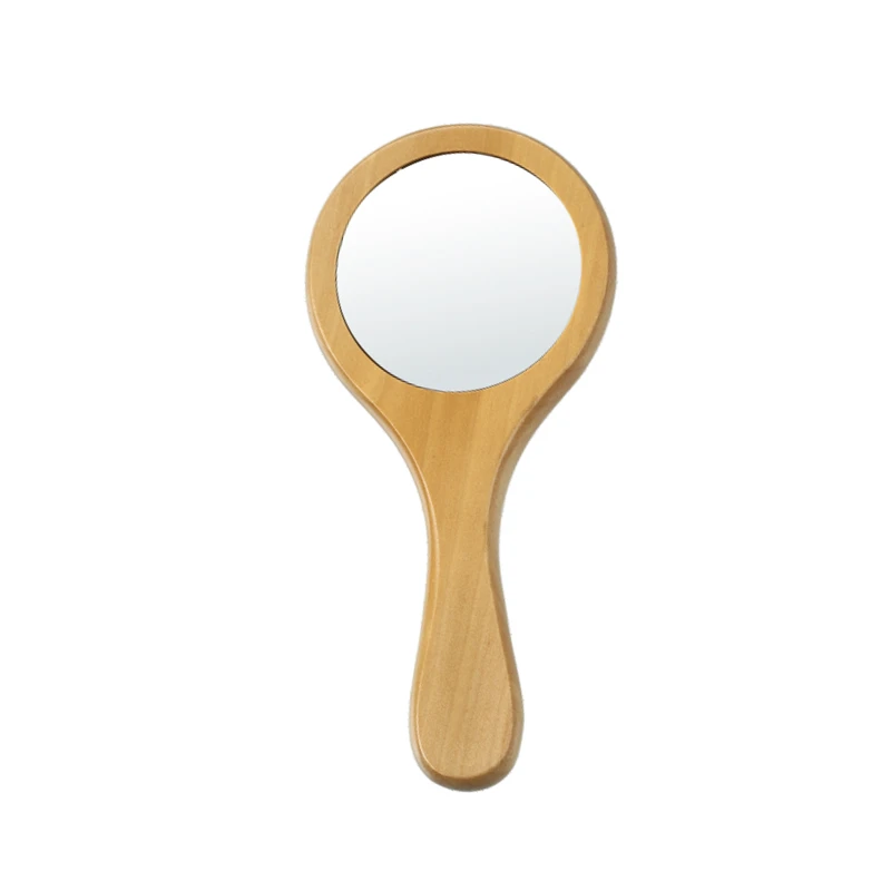 Handkosmetikspiegel aus Holz f&uuml;r Make-up und den t&auml;glichen Gebrauch