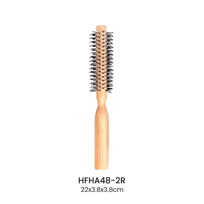 Spiralf&ouml;rmige/gerade runde Haarb&uuml;rste aus Gummiholz mit gemischten Nylon-Wildschweinborsten
